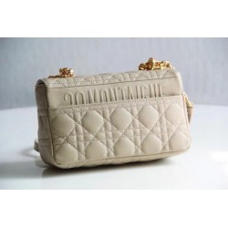 Dior Small Caro Bag In Beige Cannage Calfskin 645