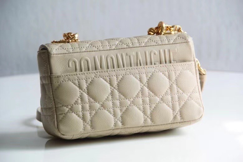 Dior Small Caro Bag In Beige Cannage Calfskin 645