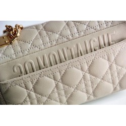 Dior Small Caro Bag In Beige Cannage Calfskin 645