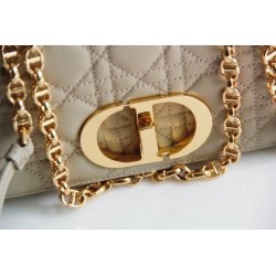 Dior Small Caro Bag In Beige Cannage Calfskin 645