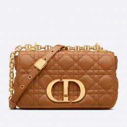 Dior Small Caro Bag In Brown Cannage Calfskin 196