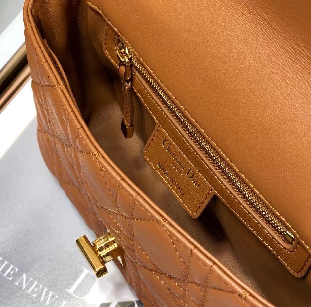 Dior Small Caro Bag In Brown Cannage Calfskin 196