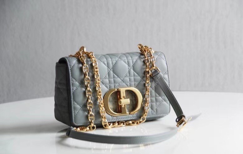 Dior Small Caro Bag In Cloud Blue Cannage Calfskin 546