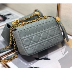 Dior Small Caro Bag In Grey Cannage Calfskin 683