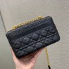 Dior Small Caro Bag In Black Cannage Calfskin 719