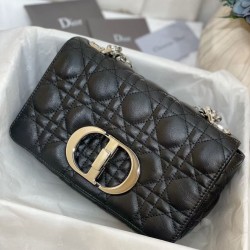 Dior Small Caro Bag In Noir Cannage Calfskin 744