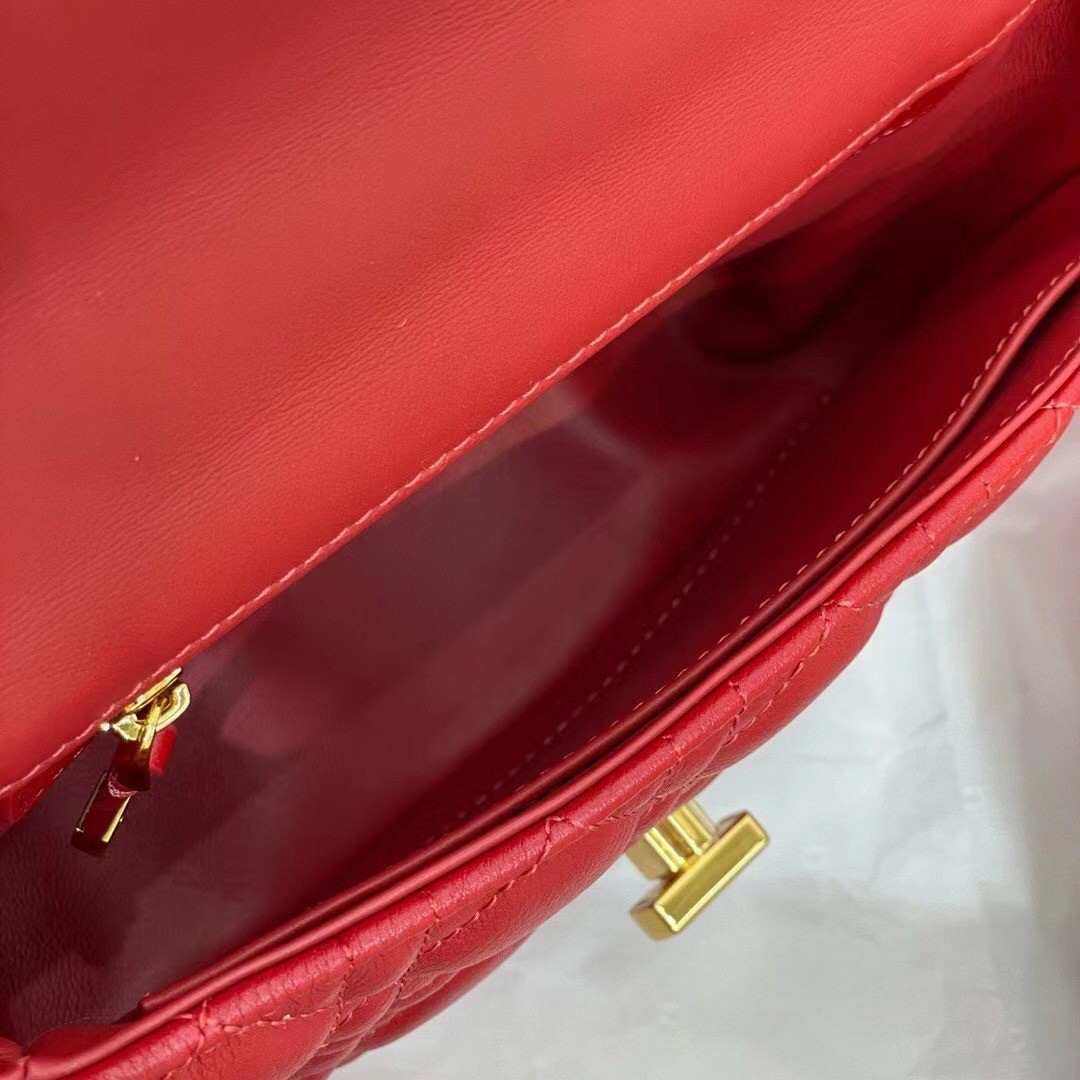 Dior Small Caro Bag In Red Cannage Calfskin 780