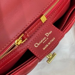 Dior Small Caro Bag In Red Cannage Calfskin 780