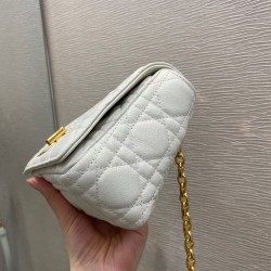 Dior Small Caro Bag In White Cannage Calfskin 970