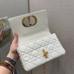 Dior Small Caro Bag In White Cannage Calfskin 970