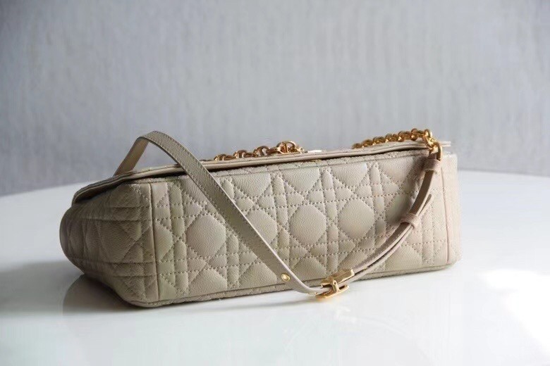 Dior Large Caro Bag In Beige Cannage Calfskin 991