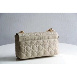 Dior Large Caro Bag In Beige Cannage Calfskin 991