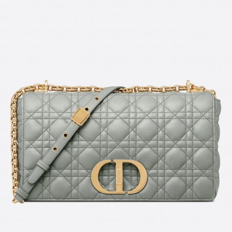 Dior Large Caro Bag In Grey Cannage Calfskin 015