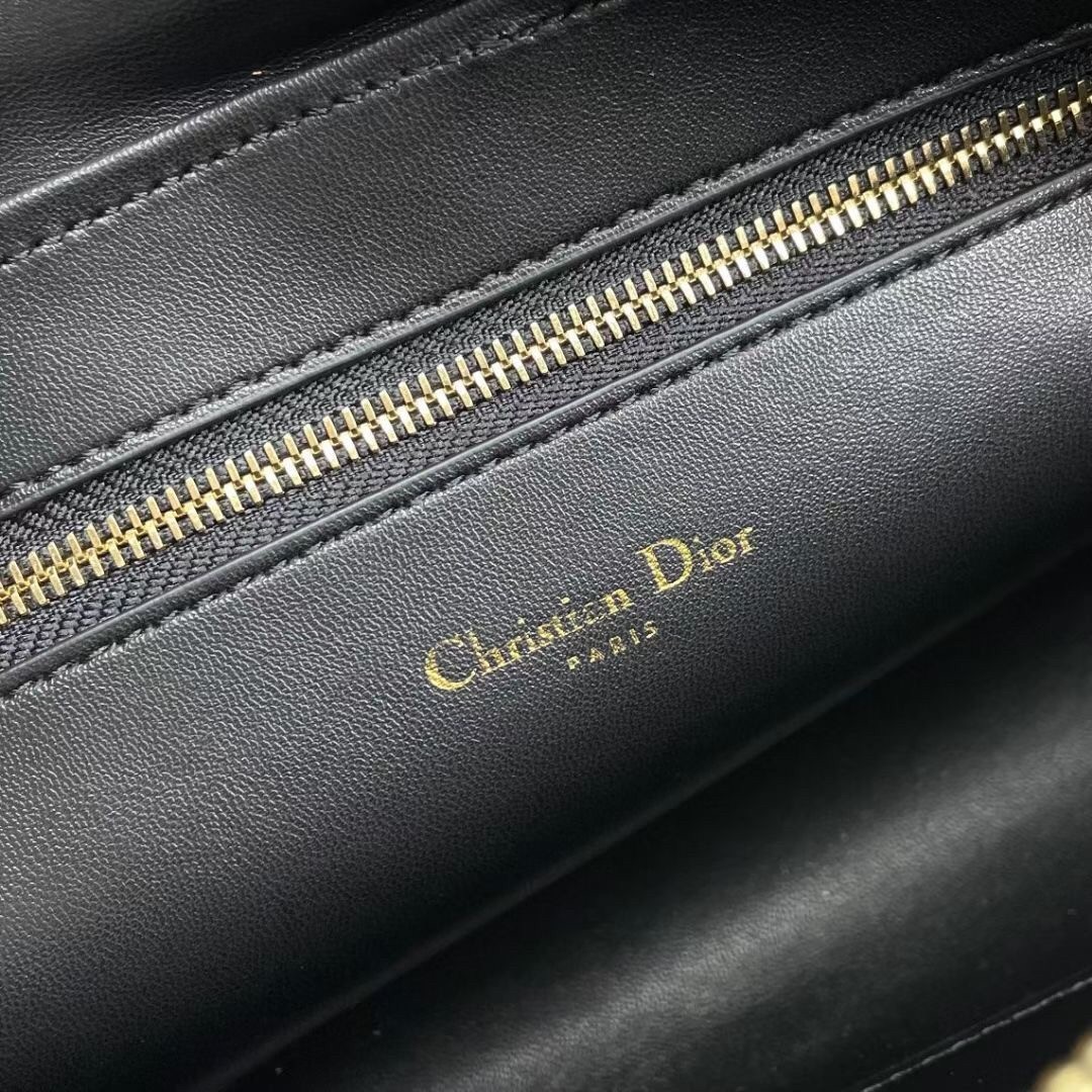 Dior Caro Double Pouch In Black Cannage Calfskin 305