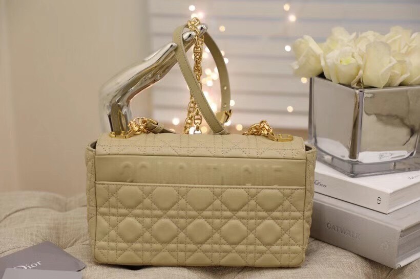 Dior Caro Medium Bag In Beige Cannage Calfskin 572