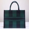 Dior Book Tote Bag In Green/Black Check Embroidered Canvas 606