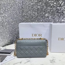 Dior Caro Medium Bag In Grey Cannage Calfskin 586