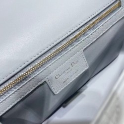 Dior Caro Medium Bag In Grey Cannage Calfskin 586