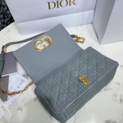 Dior Caro Medium Bag In Grey Cannage Calfskin 586