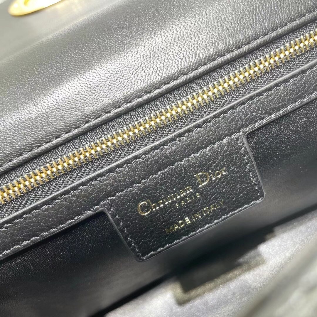 Dior Caro Medium Bag In Black Cannage Calfskin 908