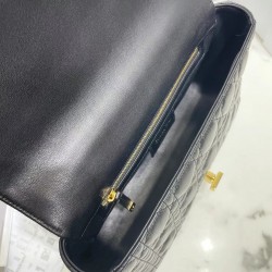 Dior Caro Medium Bag In Black Cannage Calfskin 908