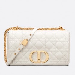 Dior Caro Medium Bag In White Cannage Calfskin 939