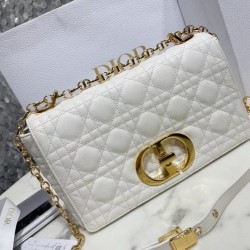 Dior Caro Medium Bag In White Cannage Calfskin 939