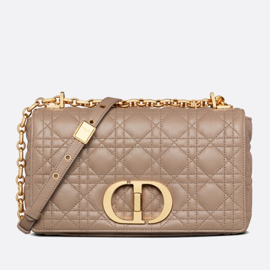 Dior Caro Medium Bag In Taupe Cannage Calfskin 972