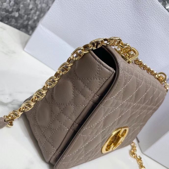 Dior Caro Medium Bag In Taupe Cannage Calfskin 972