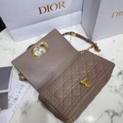 Dior Caro Medium Bag In Taupe Cannage Calfskin 972