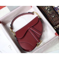 Dior Mini Saddle Bag In Red Calfskin 532