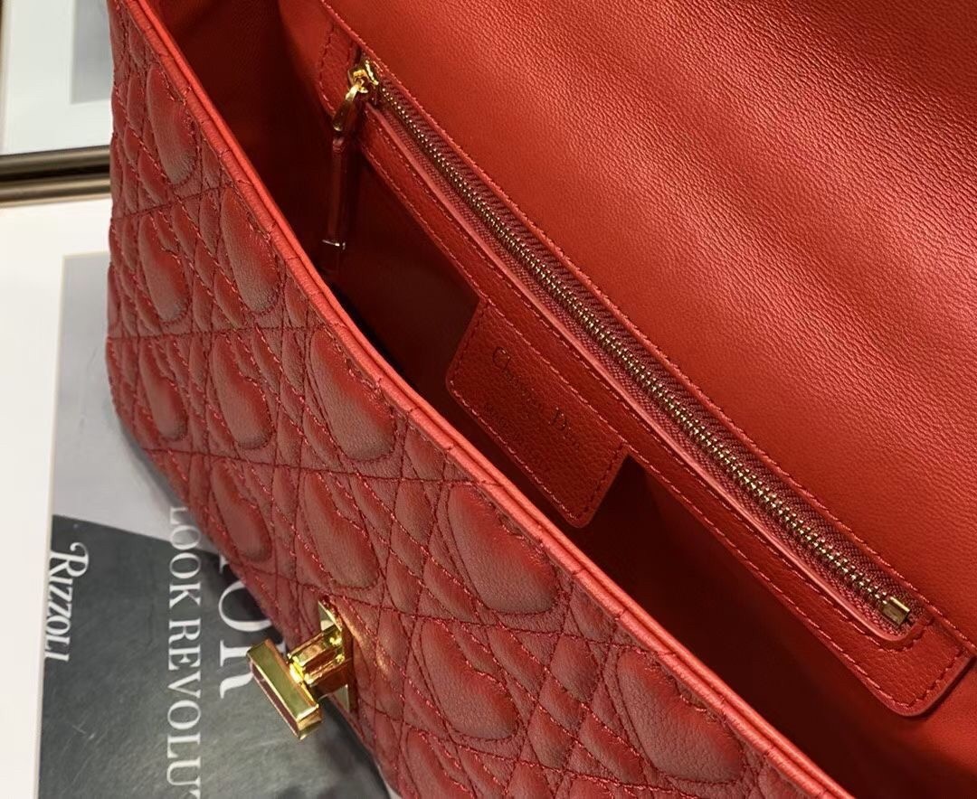 Dior Medium Dioramour Caro Red Bag with Heart Motif 039