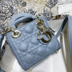 Dior Micro Lady Dior Bag In Blue Cannage Lambskin 260