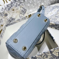 Dior Micro Lady Dior Bag In Blue Cannage Lambskin 260