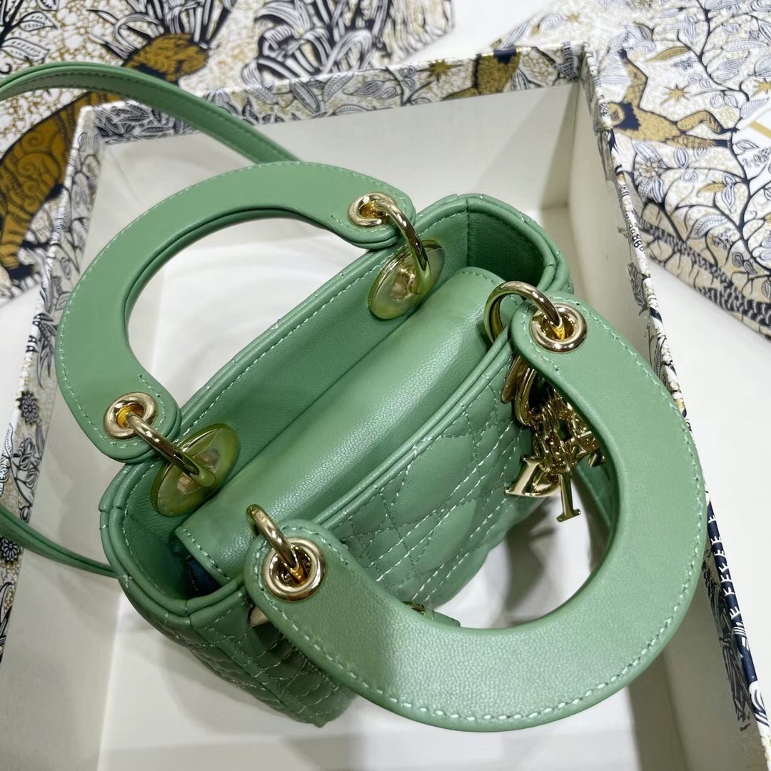 Dior Micro Lady Dior Bag In Mint Cannage Lambskin 271