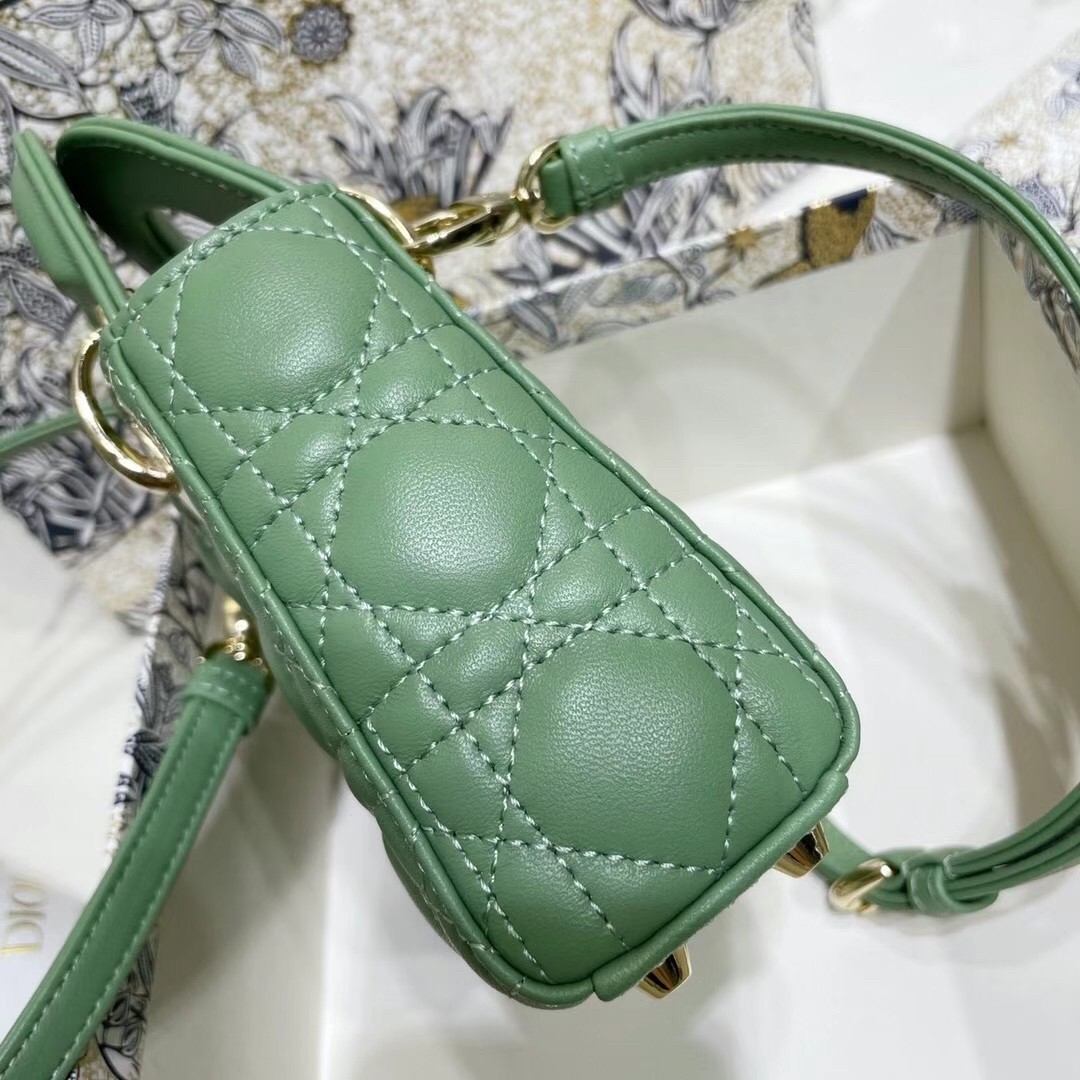 Dior Micro Lady Dior Bag In Mint Cannage Lambskin 271