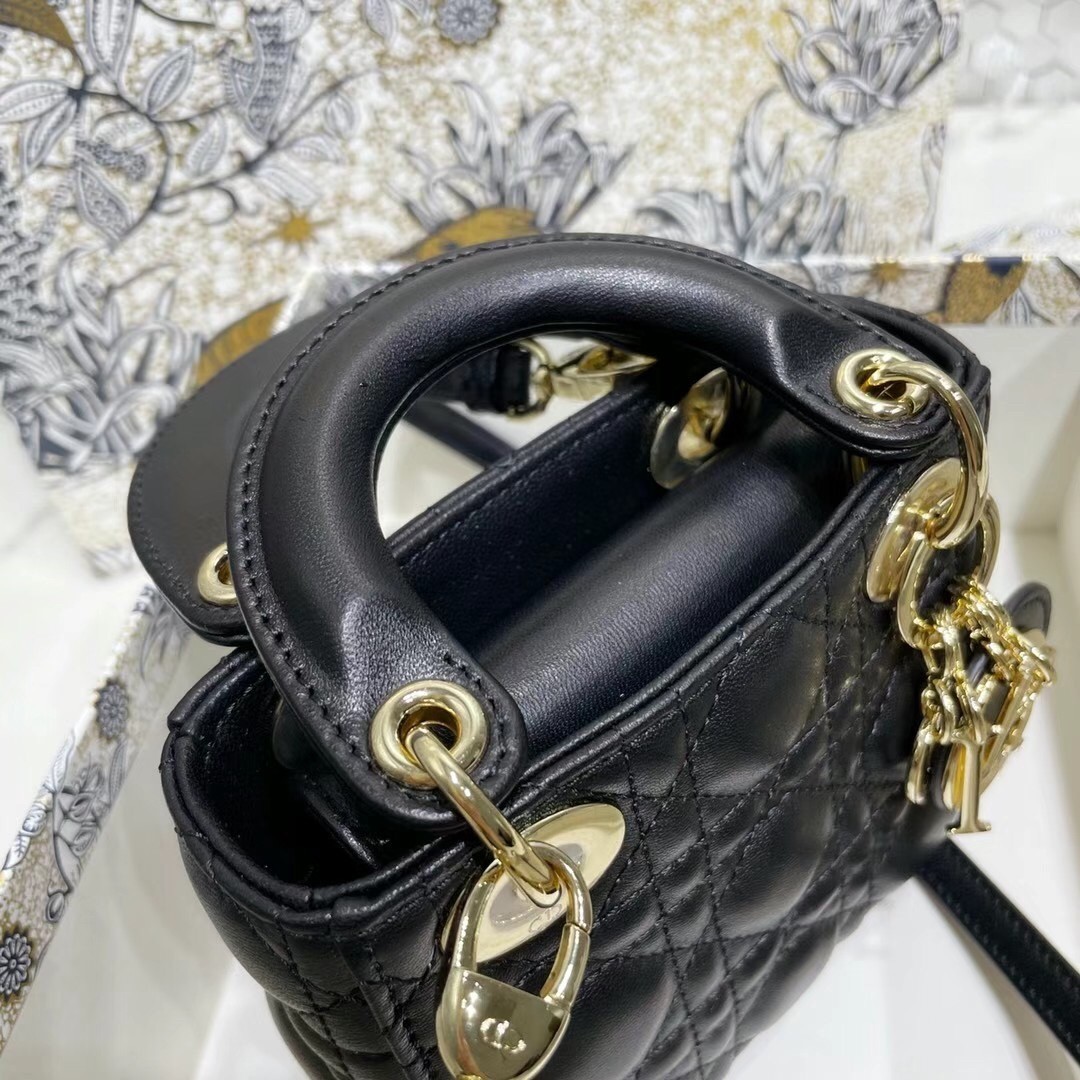 Dior Micro Lady Dior Bag In Black Cannage Lambskin 303