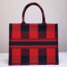 Dior Book Tote Bag In Red/Black Check Embroidered Canvas 491