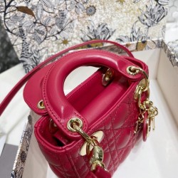 Dior Micro Lady Dior Bag In Red Cannage Lambskin 345