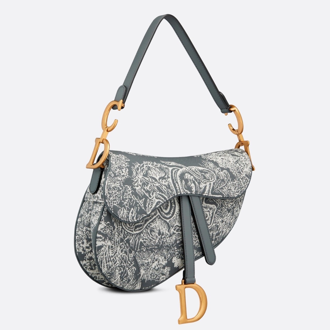 Dior Saddle Bag In Grey Toile de Jouy Reverse Jacquard 483