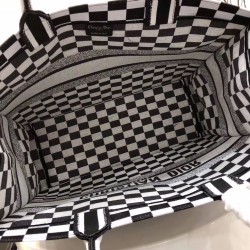 Dior Book Tote Bag In Black/White Checkered Canvas  735