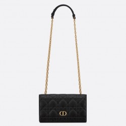 Dior Caro Belt Pouch with Chain In Black Calfskin 583