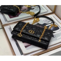 Dior Caro Belt Pouch with Chain In Black Calfskin 583