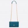 Dior Caro Belt Pouch with Chain In Steel Blue Calfskin 892