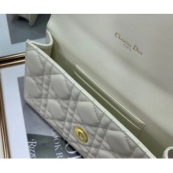 Dior Caro Belt Pouch with Chain In White Calfskin 921