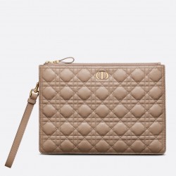 Dior Large Caro Daily Pouch In Beige Calfskin 957