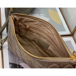 Dior Large Caro Daily Pouch In Beige Calfskin 957