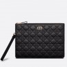 Dior Large Caro Daily Pouch In Black Calfskin 864