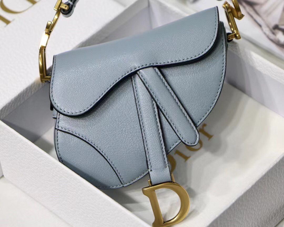 Dior Micro Saddle Bag In Cloud Blue Goatskin 670