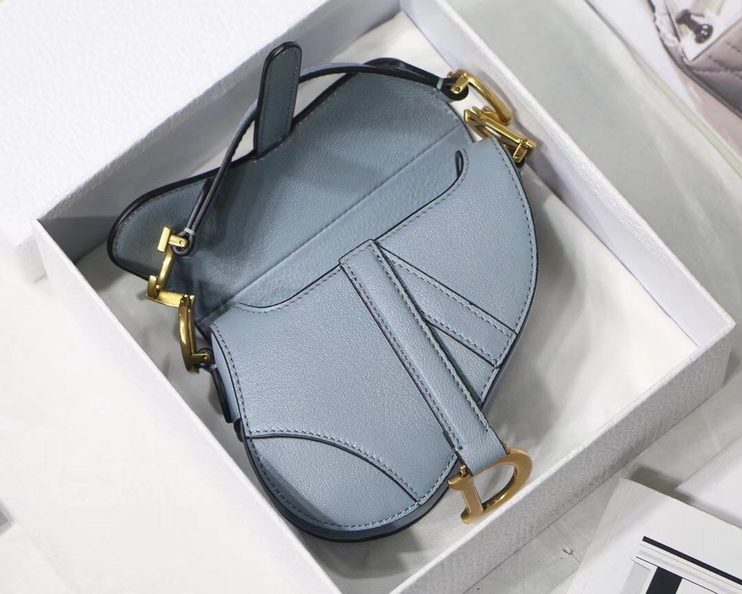 Dior Micro Saddle Bag In Cloud Blue Goatskin 670